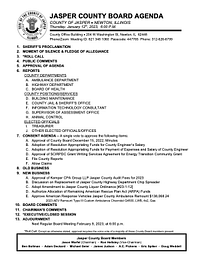 Jasper County Board Agenda for January 2023 – Jasper County Daily News