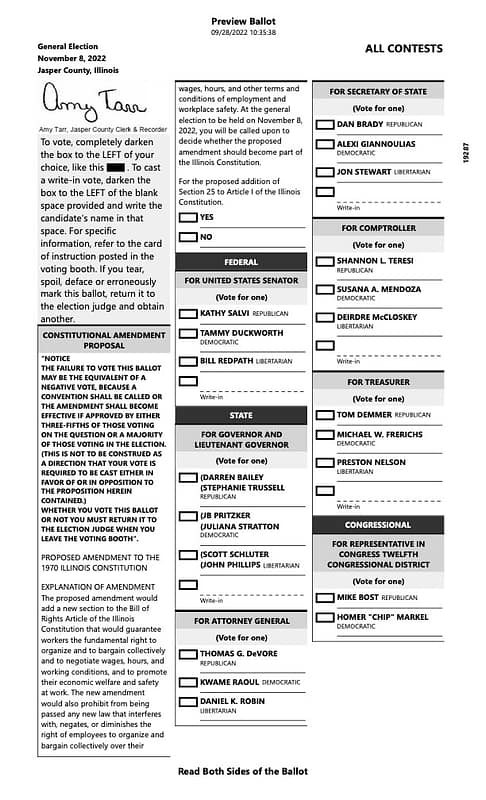 Sample Ballot for General Election – Jasper County Daily News