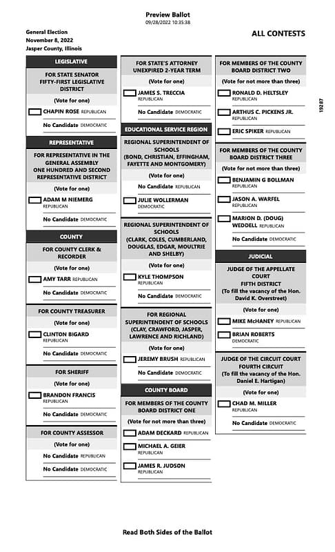 Sample Ballot for General Election – Jasper County Daily News