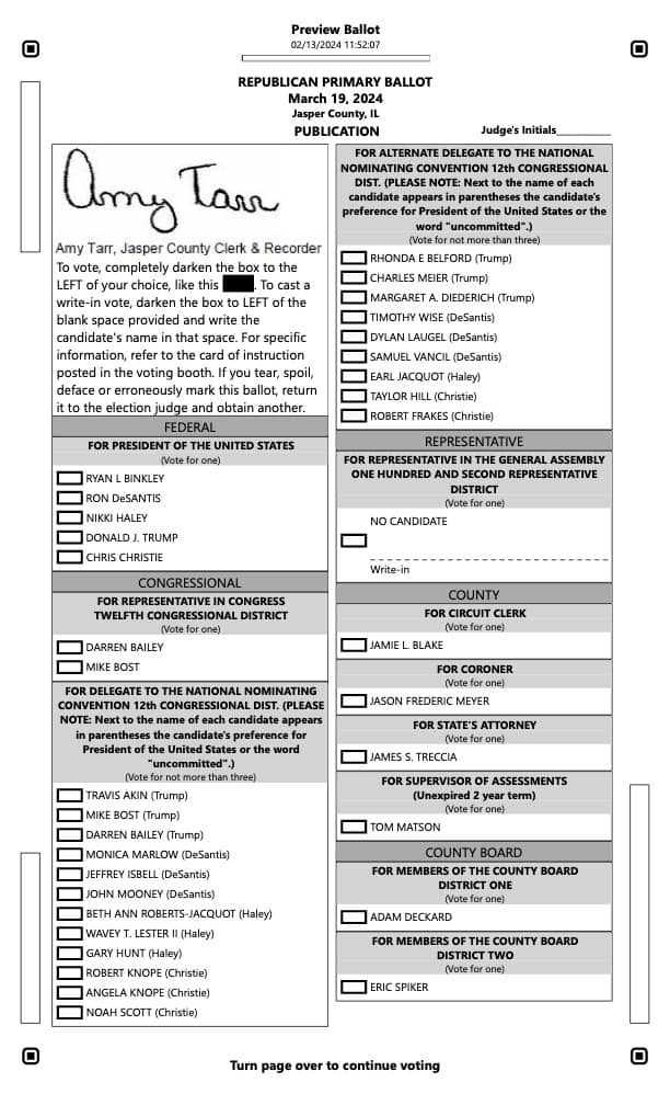 Sample Ballots for March 19th Election Jasper County Daily News