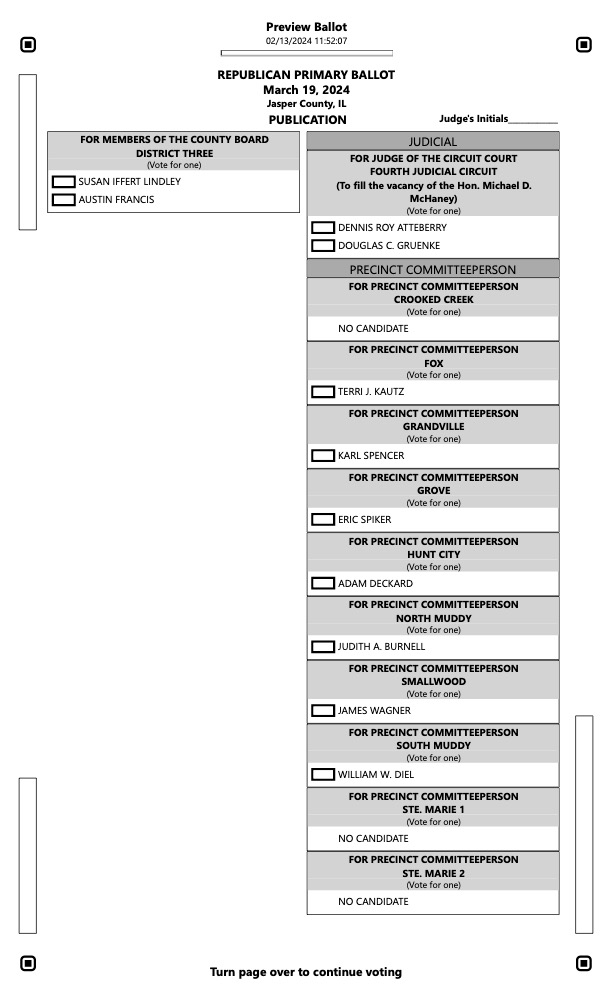 Sample Ballots for March 19th Election Jasper County Daily News