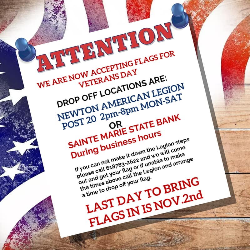 Veterans Day Flag Drop Off and Display Information (Work Days) Jasper
