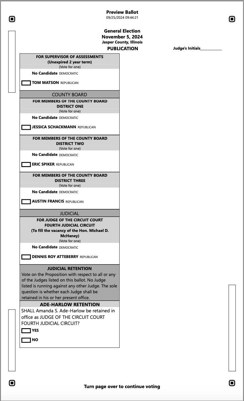 Specimen Ballot for November 2024 – Jasper County Daily News
